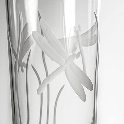 Rolf Glass Dragonfly Highball Glass 15 ounce - Set of 4 Cooler Glasses – Lead-Free Glass - Etched Drinking Glass with Heavy Base - Made in the USA - color: Highball 4 Set
