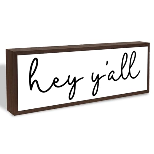 Hey Y'all Sign, Farmhouse Wood Signs, Welcome Decor Art, Rustic Home Decor for Front Door Porch Entryway, Living Room Decors, Tabletop Decors, Decorative Wooden Framed Sign - color: Sign 23