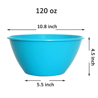 Youngever 11 inch 120 Ounce Plastic Mixing and Serving Bowls, Large Popcorn Bowls, Salad Bowls, Chip and Dip Serving Bowls, Set of 9 (Rainbow) - color: Rainbow