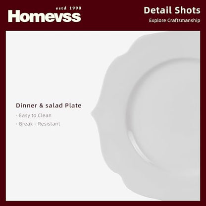 HomeVss, New Bone China Dinnerware Set, Embossed Lotus, 16pc Set - color: Lotus, size: Service for 4 - 16pc Set
