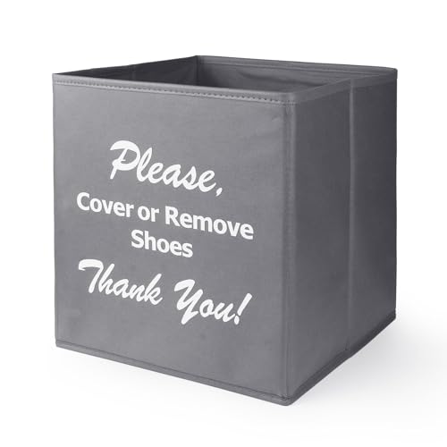 Opret Large Shoe Cover Box Grey, Real Estate Agent Supplies, Disposable Shoe Cover Dispenser Box for Open House, Please Cover or Remove Shoes, Foldable Storage Bin for Bootie - color: Grey