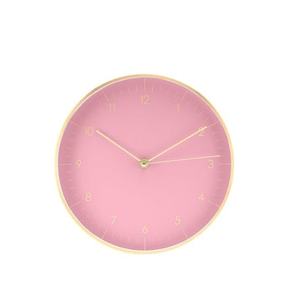 Modern Silent Quartz Wall Clock, 10in, Pink & Gold | Simple & Trendy, Gifting ideas, Analog, Easy-to-read, Battery operated, Wall mount, Mantel display, Bedroom, Bathroom - color: Rose, 10"