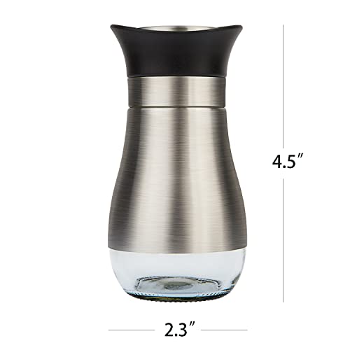 2-Piece Set Salt & Pepper Glass Shaker Stainless Steel Cover with Tray - color: Black with Tray