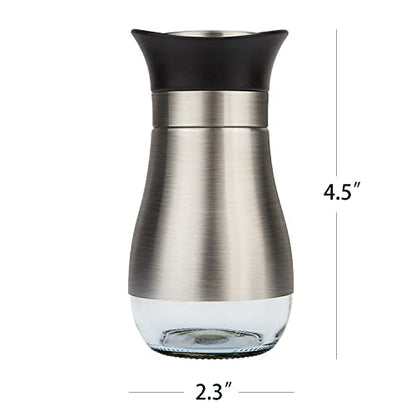 2-Piece Set Salt & Pepper Glass Shaker Stainless Steel Cover with Tray - color: Black with Tray