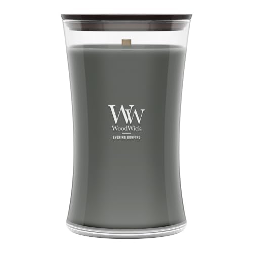 WoodWick Evening Bonfire Holiday Candle Gifts for Women and Men, 21.5 oz Large Hourglass Candle with Crackling Wick - color: Evening Bonfire, size: 21.5oz