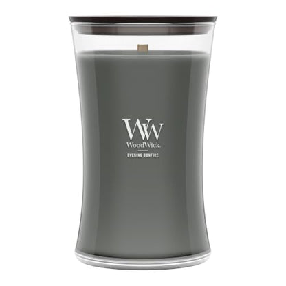WoodWick Evening Bonfire Holiday Candle Gifts for Women and Men, 21.5 oz Large Hourglass Candle with Crackling Wick - color: Evening Bonfire, size: 21.5oz