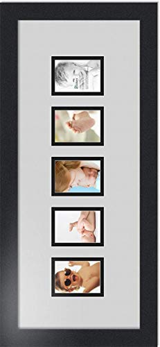 ArtToFrames Collage Photo Frame Double Mat with 5-2.5x3.5 Openings with Satin Black Frame and Candlewick mat. - color: Candlewick, size: 2.5x3.5