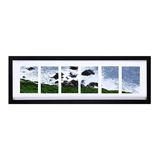 Adeco Decorative Handcrafted Wood Wall Hanging Collage Picture Frame with 6-3.5 x 5 Inch Openings - color: 6 Opening