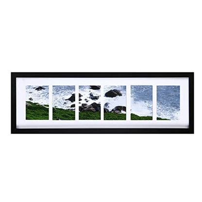 Adeco Decorative Handcrafted Wood Wall Hanging Collage Picture Frame with 6-3.5 x 5 Inch Openings - color: 6 Opening