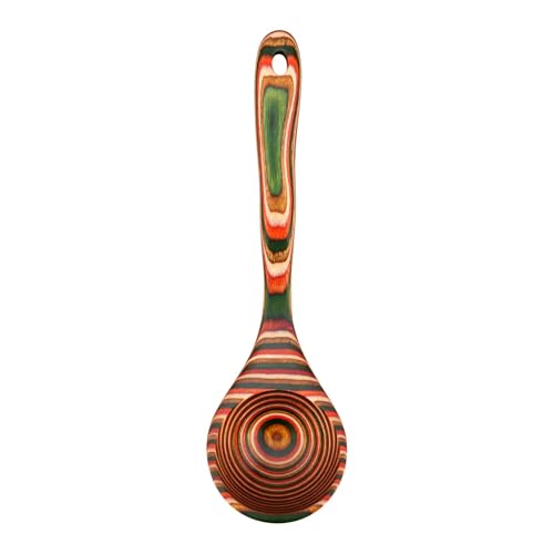 Pakkawood Ladle, Colorful Multicolor, 10.2 Inch, Hand Polished with Vegetable Oil Finish, Hanging Hole, Streamlined Design - style: 1 PCS Red & Green Ladle