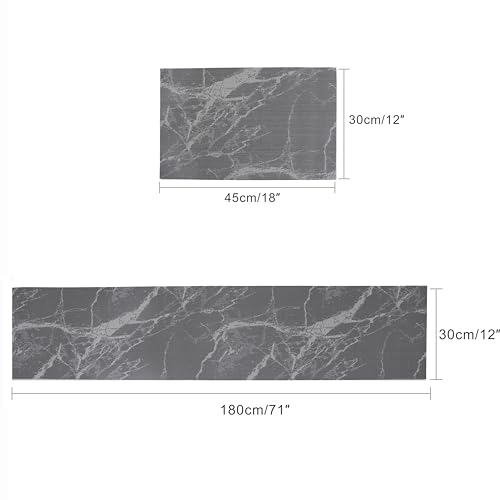 PVC Heat Resistant 6 Table Mat Sets + 1Table Tablecloth(Black) | Washable and Easy to Clean PVC Heat-Resistant Marble Painting Art Desktop Decoration Daily Holiday Use - color: Black