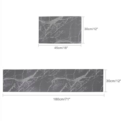 PVC Heat Resistant 6 Table Mat Sets + 1Table Tablecloth(Black) | Washable and Easy to Clean PVC Heat-Resistant Marble Painting Art Desktop Decoration Daily Holiday Use - color: Black