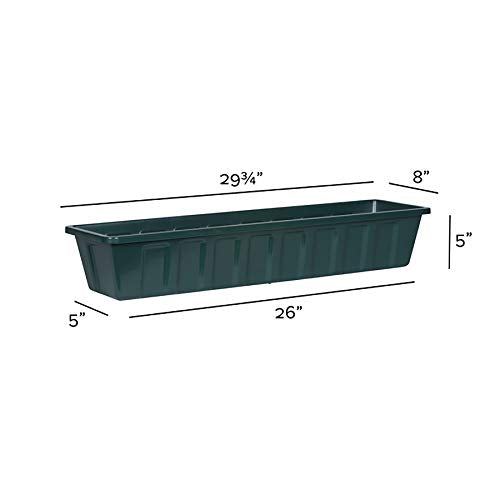 Root & Vessel Poly-Pro Plastic Flower Box Planter, Hunter Green, 30-Inch - color: Green, size: 30-Inch