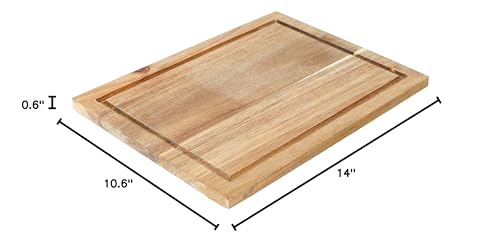 Glad Acacia Wood Cutting Board with Juice Grooves | Reversible Solid Butcher Block and Charcuterie Tray | Home Kitchen Supplies for Chopping and Serving - size: 14"L x 10.6"W