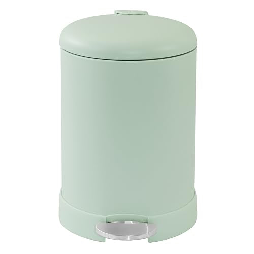 Glad Small Trash Can, 1.2 Gallon | Round Stainless Steel Garbage Bin with Soft Close Lid & Step Foot Pedal | Metal Waste Basket with Removable Inner Bucket, Green - color: Green