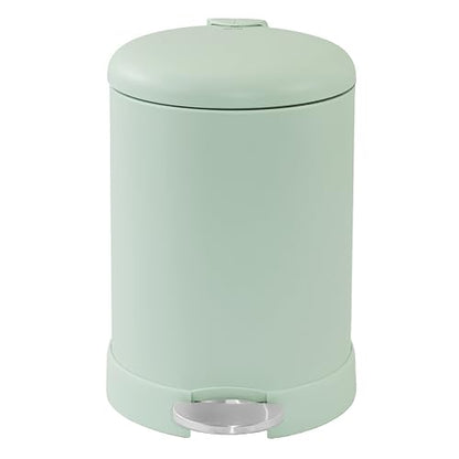 Glad Small Trash Can, 1.2 Gallon | Round Stainless Steel Garbage Bin with Soft Close Lid & Step Foot Pedal | Metal Waste Basket with Removable Inner Bucket, Green - color: Green