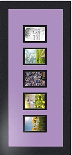 ArtToFrames Collage Photo Frame Double Mat with 5-2.5x3.5 Openings with Satin Black Frame and Lavender Mist mat. - color: Lavender Mist, size: 2.5x3.5