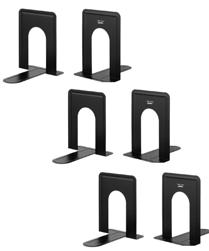 Mr. Pen- Book Ends, Black, 6 Pack, Heavy Duty Metal Bookends for Shelves | Book Holders for Shelves, Metal Bookends - color: Black, size: 6 Pack