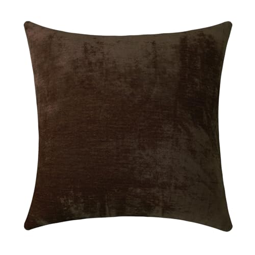 Jeneoo Coffee Brown Decorative Throw Pillow Covers Soft Chenille Comfy Solid Couch Cushion Cases Decor (Set of 1, 26 x 26 Inches) - color: Brown, size: 26" x 26" (Pack of 1)