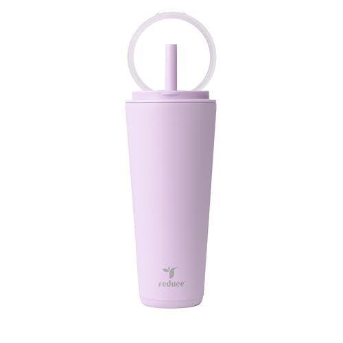 REDUCE Halo 32 oz Stainless Steel Vacuum Insulated Tumbler - Spill Proof Travel Mug with Flip Handle Lid - Keeps Drinks Cold for 32 Hrs - Dishwasher Safe - Cupholder Friendly - Lilac Bud - color: Lilac Bud, size: 32 Ounces