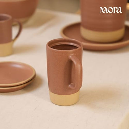 Mora Ceramics Large Tea Mug with Loose Leaf Infuser and Ceramic Lid, 18 oz, Portable, Microwave, Dishwasher Safe, Tall Coffee Cup - Rustic Matte Ceramic Glaze, Modern Herbal Tea Strainer, Terracotta - color: Teracotta
