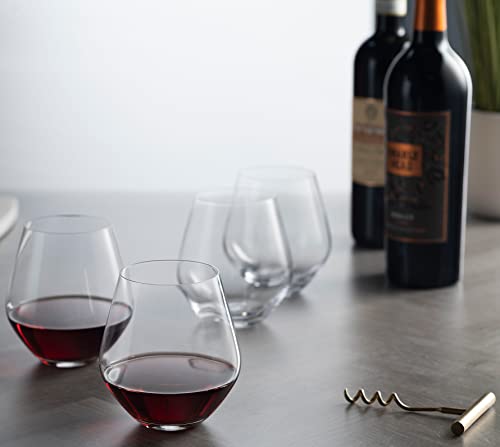Godinger Wine Glasses, Stemless Wine Glasses, Red Wine Drinking Glasses, Stemless Wine Glass - 17oz, Set of 4 - Made in Europe - color: A Clear