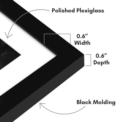 Americanflat 10x10 Picture Frame 2-Pack - Matted to 8x8 - Black | Slim Molding construction, Polished plexiglass front, wall or tabletop display with included easel, triangle hangers included - color: Black, size: 10x10