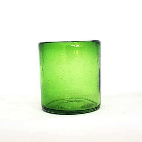 Solid Emerald Green 9 oz Short Tumblers (set of 6), Recycled Glass, Lead-free, Toxin-Free (9oz Tumbler) - color: Green, size: 9 oz