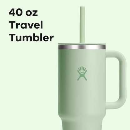 Hydro Flask 40 Oz Travel Tumbler with Handle, Lid and Straw - Insulated Stainless Steel in 40 Oz Aloe Green - color: ALOE, size: 40 Ounces