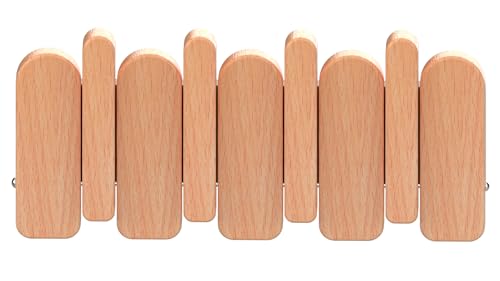 Wall Mounted Piano Key Hanger | Flip Style Hook | Entrance Wall Art Hook, Made of Oak Wood (3 Times Painted, 4 Times Polished) (Arc Beech, 4Hooks) - color: Arc Beech, size: 4Hooks