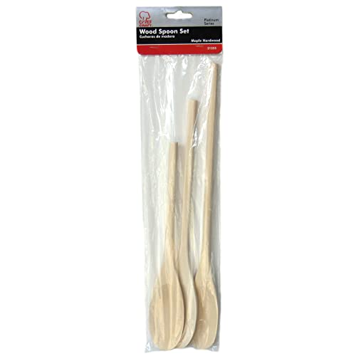 Chef Craft Select Maple Solid Spoon Set, 10, 12, 14 inch 3 Piece Set, Natural - style: Solid Spoon Set