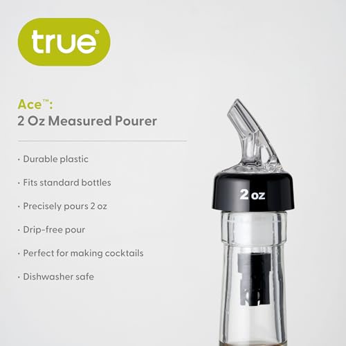 TRUE Ace Measured Liquor Pour Spout 2 Ounce Pourer, Fits Standard Bottles, Set of 1, White - size: Set of 1