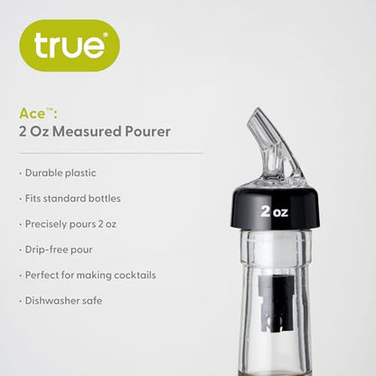 TRUE Ace Measured Liquor Pour Spout 2 Ounce Pourer, Fits Standard Bottles, Set of 1, White - size: Set of 1