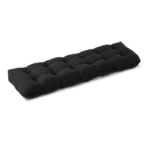 IPYNBAP Outdoor Bench Cushion, 59x18x5 Inch, Water-Resistant Bench Cushion for Outdoor/Indoor Furniture, Patio Bench Seat Cushion, Fade Resistant Outdoor Cushions for Porch Swing Couch, Black - color: Black, size: 59x18x5 Inch