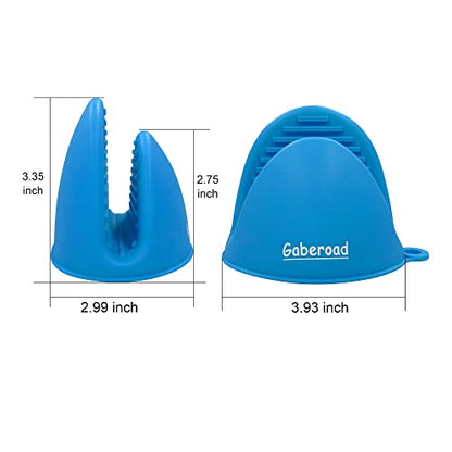 Thickened Mini Silicone Oven Mitts Heat Resistant, Rubber Oven Mitt Gloves, Finger Pinch Grips, Pot Holder, Silicone Potholder for Kitchen Cooking & Baking 1 Pair, Blue - color: Blue
