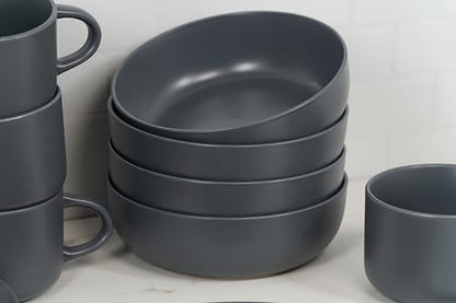 10 Strawberry Street Wazee Matte Coupe Dinnerware, Bowl, Charcoal, Set of 6 - color: Charcoal Gray, size: 7.5" Dinner Bowl, style: Dinner Bowl