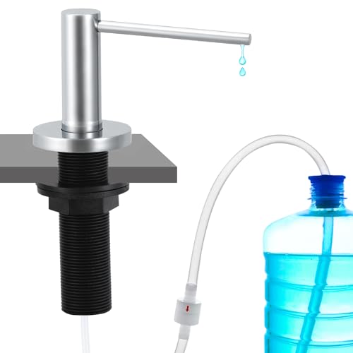 Soap Dispenser for Kitchen Sink Polished Chrome, Stainless Steel Countertop Pump, Built in Sink Soap Dispenser with 47" Extension Tube kit - color: Polished Chrome