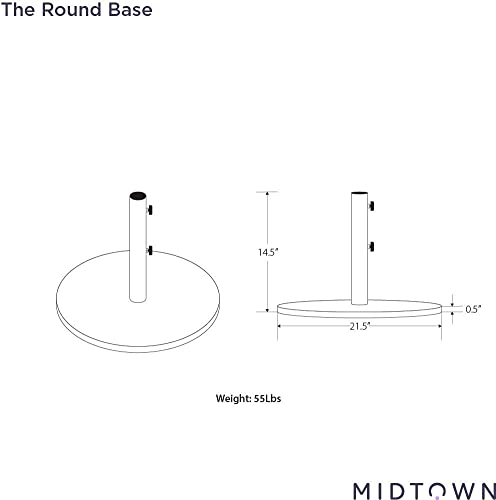 Midtown Umbrellas The Round Base 55lbs for Market and Tilt Patio Outdoor Umbrellas