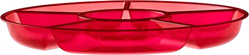 Plasticpro 6 Sectional Round Plastic Serving Tray/Platter (4, Red) - color: Red