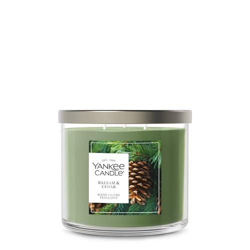 Yankee Candle Balsam and Cedar, Scented Candle, 14.5oz 3-Wick Candle Jar with up to 40 Hours Burn Time, Giftable - color: Balsam & Cedar, size: 14.5oz