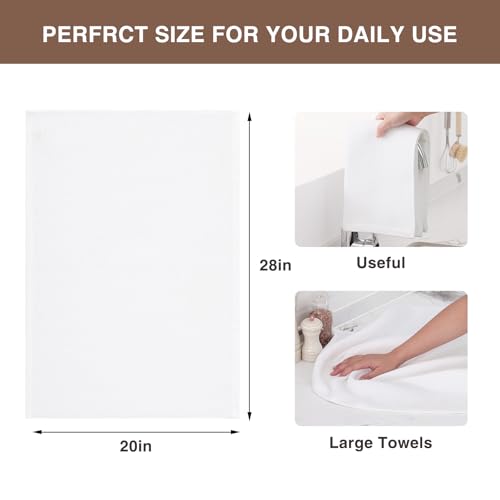 Homaxy 100% Cotton Oversized Waffle Weave Kitchen Towels 8-Pack, White | 20 x 28 Inches, Ultra Soft Absorbent Dish Towels, Quick Drying Large Cleaning Towels - color: White, size: 20 X 28 - 8 Pack