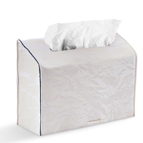 Hand Towels Box Cover,PU Leather Tissue Box Cover Holder Compatible with Kleenex Disposable Paper Hand Towels Suitable for Dining,Kitchen,Bathroom(1-White) - color: 1-white