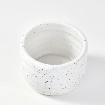 Salt Cellar Keeper with Ceramic Lid, Big Capacity Ceramic Sugar Bowls Pepper Box, Speckled Glaze Seasoning Container Condiment Pot for Kitchen (White) - color: White