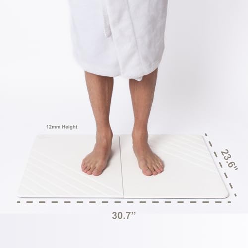 Water Stone Quick-Drying Bath Mat, Large Off-White (30.7”x23.6”), Eco-Friendly, Non-Slip, Super Absorbent Bathroom Rug, Fast Drying Floor Mat for Shower