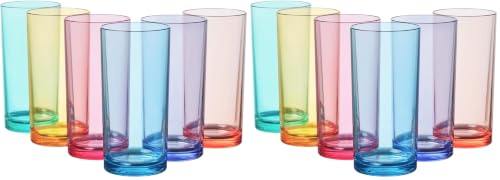 US Acrylic Classic Plastic Reusable Drinking Glasses (Set of 6) 16oz Water Cups Assorted Colors | BPA-Free Tumblers, Made in USA | Top-Rack Dishwasher Safe (Pack of 2) - color: Assorted, size: Water Tumblers (Pack of 2)