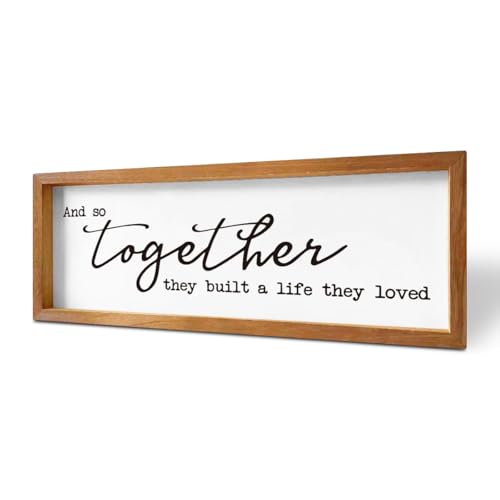 ENGVZ Wood Picture Frame Wall Decor Building A Shared Life Together Sign | 15.8 X 5.9 X 0.78 Inches, Rustic Wooden, Handwritten Text, Marriage Gift, Living Room Bedroom Display - color: Family 3