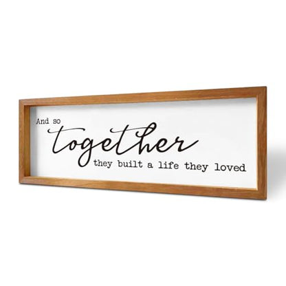 ENGVZ Wood Picture Frame Wall Decor Building A Shared Life Together Sign | 15.8 X 5.9 X 0.78 Inches, Rustic Wooden, Handwritten Text, Marriage Gift, Living Room Bedroom Display - color: Family 3