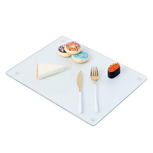 Murrey Home Glass Cutting Board for Kitchen Counter, Tempered Glass Chopping Boards Dishwasher Safe, Small Clear Countertop Tray, Scratch Resistant, Heat Resistant, Non Toxic, Frosted, 20"x16" - color: Textured Clear, size: 19.7"L x 15.7"W