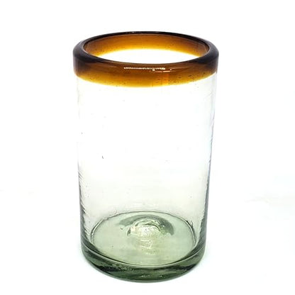 Amber Rim 14 oz Drinking Glasses (set of 6), Recycled Glass, Lead-free, Toxin-Free (Drinking) - style: 14 oz Drinking