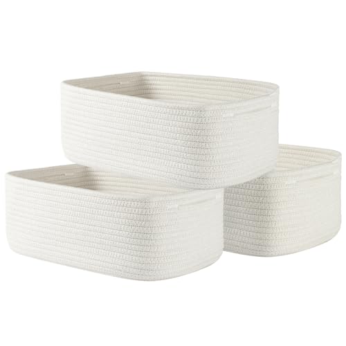 KALLAX Small Woven Storage Basket for Organizing, 13.5x9.5x5 inches, 3 Pack | Shelf baskets for closet organization, toy storage and home decor, Perfect as empty gift baskets for holidays, Off White - color: Off White, size: 13.5"L x 9.5"W x 5"H